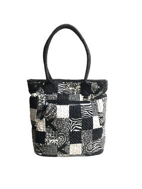 Donna Sharp Black & White Quilted Cotton Patchwork Tote Bag Pink Interior